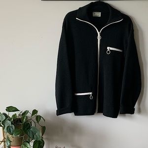Wool Zip-Up Curling Sweater